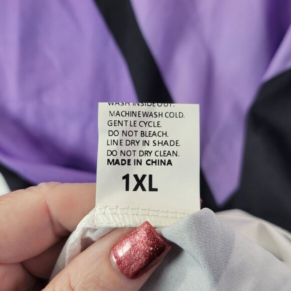 Sleeveless‎ Shift Dress Womens 1XL Purple White Geometric Print Modern Retro - Picture 7 of 8